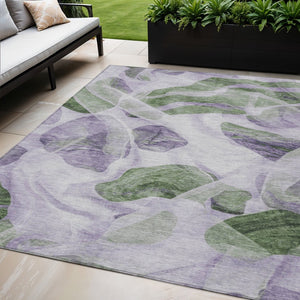 HomeRoots 5' Stylish Lavender and Green Abstract Indoor Outdoor Area Rug - Durable, Washable, Family-Friendly Design 5' X 8' 623193