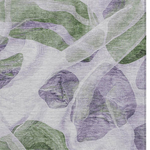 HomeRoots 5' Stylish Lavender and Green Abstract Indoor Outdoor Area Rug - Durable, Washable, Family-Friendly Design 5' X 8' 623193