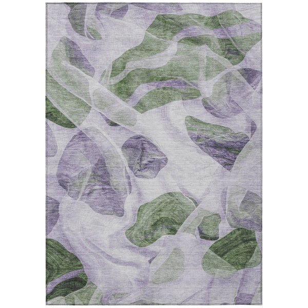 HomeRoots 5' Stylish Lavender and Green Abstract Indoor Outdoor Area Rug - Durable, Washable, Family-Friendly Design 5' X 8' 623193