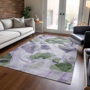 HomeRoots 5' Stylish Lavender and Green Abstract Indoor Outdoor Area Rug - Durable, Washable, Family-Friendly Design 5' X 8' 623193