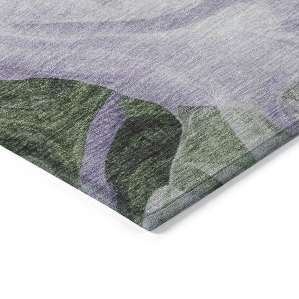 HomeRoots 5' Stylish Lavender and Green Abstract Indoor Outdoor Area Rug - Durable, Washable, Family-Friendly Design 8' Round 623194