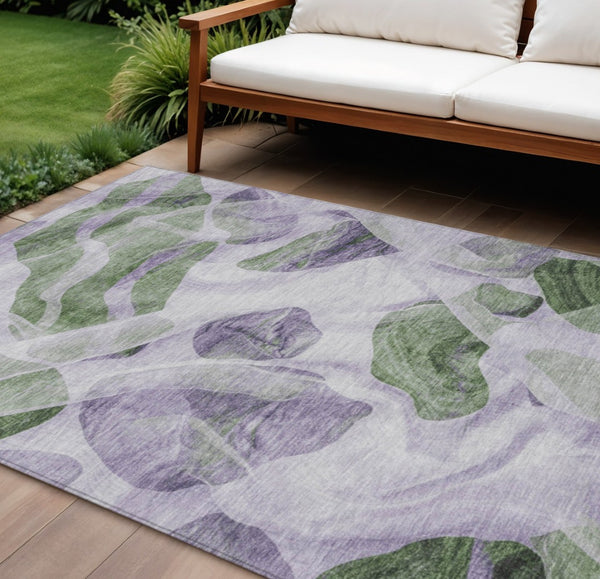 HomeRoots 5' Stylish Lavender and Green Abstract Indoor Outdoor Area Rug - Durable, Washable, Family-Friendly Design 8' X 10' 623195
