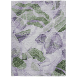 HomeRoots 5' Stylish Lavender and Green Abstract Indoor Outdoor Area Rug - Durable, Washable, Family-Friendly Design 9' X 12' 623196