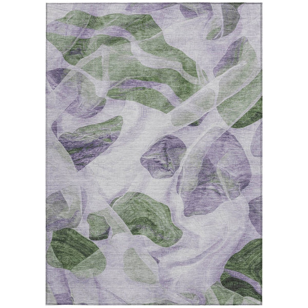 HomeRoots 5' Stylish Lavender and Green Abstract Indoor Outdoor Area Rug - Durable, Washable, Family-Friendly Design 9' X 12' 623196