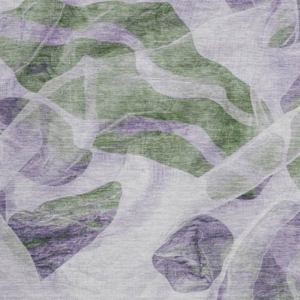 HomeRoots 5' Stylish Lavender and Green Abstract Indoor Outdoor Area Rug - Durable, Washable, Family-Friendly Design 9' X 12' 623196