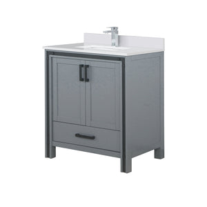 English Elm Dark Grey Bath Vanity With White Quartz Top & Faucet Set - Modern Design For Compact Spaces B2731P260591