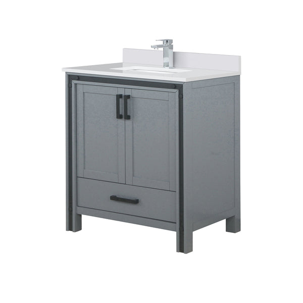 English Elm Dark Grey Bath Vanity With White Quartz Top & Faucet Set - Modern Design For Compact Spaces B2731P260591
