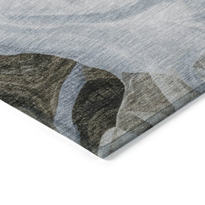 HomeRoots 5' Sky Blue and Taupe Abstract Area Rug - Stylish, Washable, Durable for Indoor and Outdoor Use 8' Round 623206
