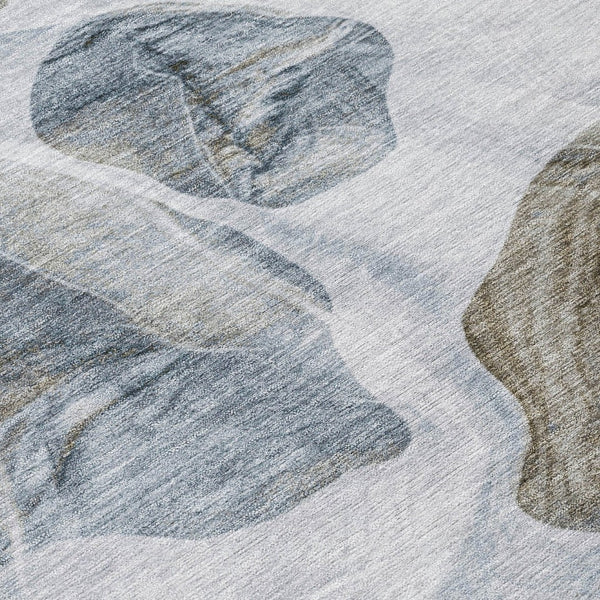 HomeRoots 5' Sky Blue and Taupe Abstract Area Rug - Stylish, Washable, Durable for Indoor and Outdoor Use 8' X 10' 623207