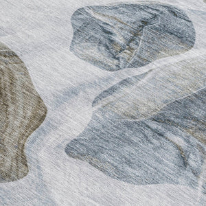 HomeRoots 5' Sky Blue and Taupe Abstract Area Rug - Stylish, Washable, Durable for Indoor and Outdoor Use 9' X 12' 623208