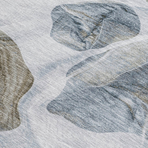 HomeRoots 5' Sky Blue and Taupe Abstract Area Rug - Stylish, Washable, Durable for Indoor and Outdoor Use 9' X 12' 623208