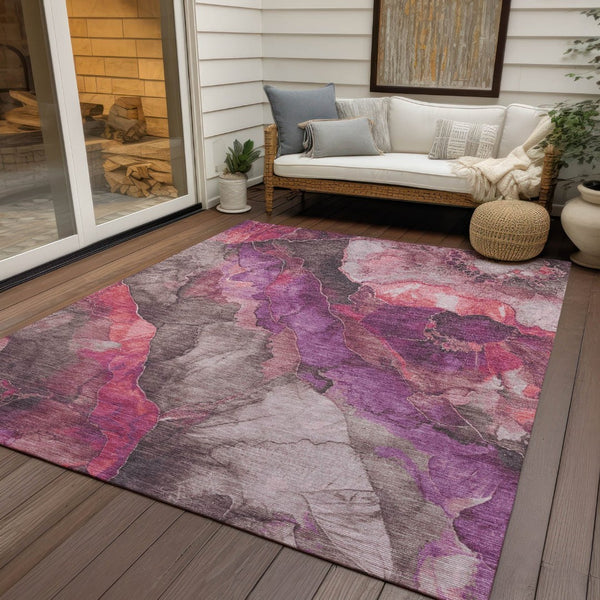 HomeRoots 5' Timeless Blush & Purple Floral Area Rug - Durable, Washable Design for Indoor & Outdoor Spaces 5' X 8' 623211