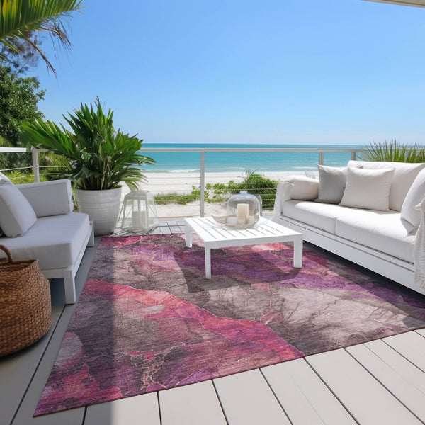 HomeRoots 5' Timeless Blush & Purple Floral Area Rug - Durable, Washable Design for Indoor & Outdoor Spaces 5' X 8' 623211