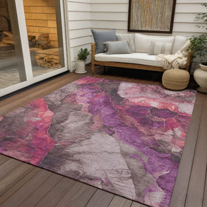 HomeRoots 5' Timeless Blush & Purple Floral Area Rug - Durable, Washable Design for Indoor & Outdoor Spaces 8' X 10' 623213