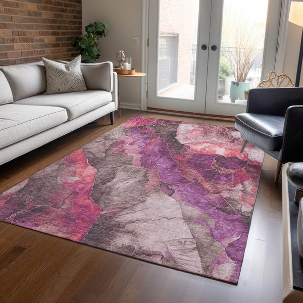 HomeRoots 5' Timeless Blush & Purple Floral Area Rug - Durable, Washable Design for Indoor & Outdoor Spaces 8' X 10' 623213