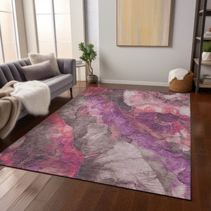 HomeRoots 5' Timeless Blush & Purple Floral Area Rug - Durable, Washable Design for Indoor & Outdoor Spaces 8' X 10' 623213
