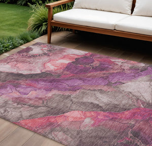HomeRoots 5' Timeless Blush & Purple Floral Area Rug - Durable, Washable Design for Indoor & Outdoor Spaces 9' X 12' 623214