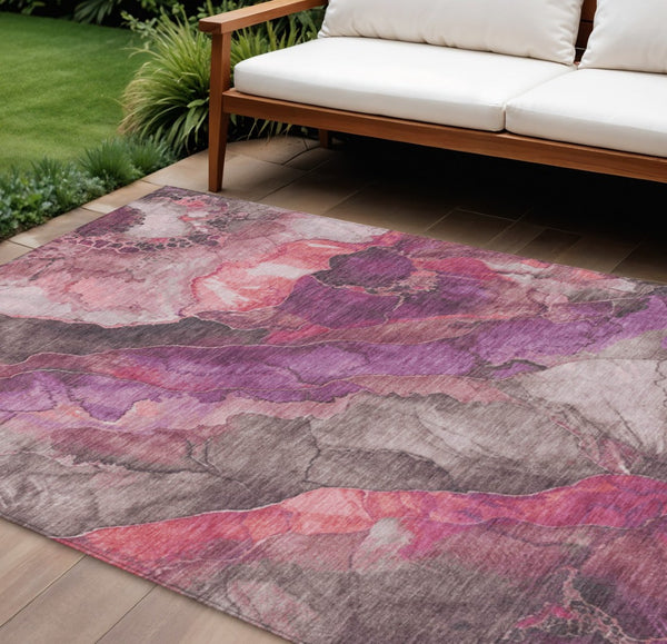 HomeRoots 5' Timeless Blush & Purple Floral Area Rug - Durable, Washable Design for Indoor & Outdoor Spaces 10' X 14' 623215
