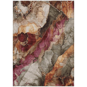 HomeRoots 5' Elegant Khaki and Blush Floral Washable Area Rug – Durable, Stain-Resistant for Indoor/Outdoor Use 5' X 8' 623217