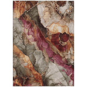HomeRoots 5' Elegant Khaki and Blush Floral Washable Area Rug – Durable, Stain-Resistant for Indoor/Outdoor Use 5' X 8' 623217