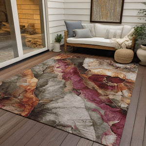 HomeRoots 5' Elegant Khaki and Blush Floral Washable Area Rug – Durable, Stain-Resistant for Indoor/Outdoor Use 10' X 14' 623221