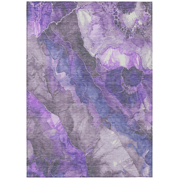 HomeRoots 5' Elegant Lavender and Ivory Floral Washable Area Rug for Indoor and Outdoor Spaces, Durable Design 9' X 12' 623226