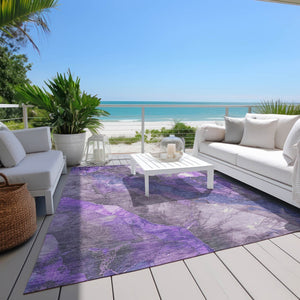 HomeRoots 5' Elegant Lavender and Ivory Floral Washable Area Rug for Indoor and Outdoor Spaces, Durable Design 10' X 14' 623227