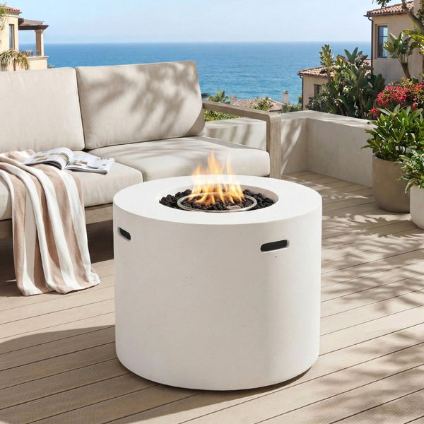 English Elm 31" Round Mgo Concrete Propane Fire Pit 40000 Btu Outdoor Patio Entertaining N772P390486W