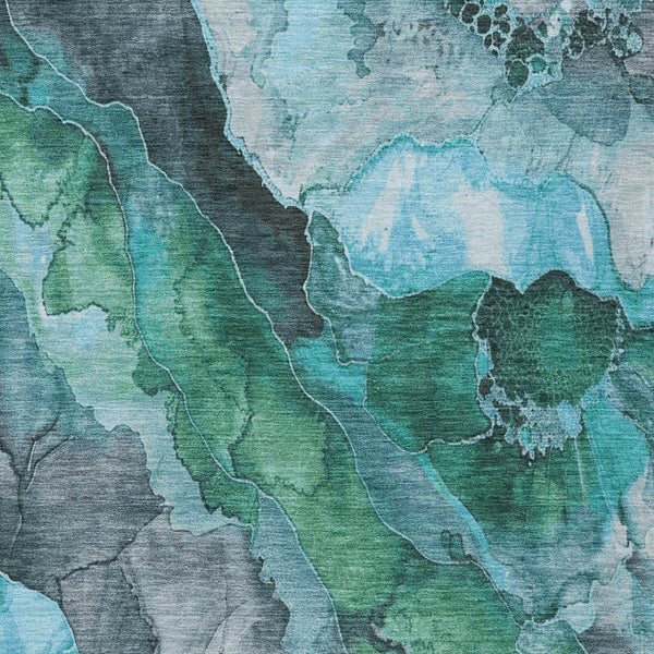 HomeRoots 5' Teal Blue and Ivory Floral Area Rug – Stylish, Durable, Machine Washable for Indoor/Outdoor Use 9' X 12' 623232