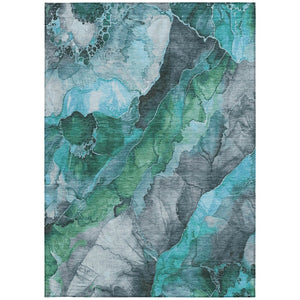 HomeRoots 5' Teal Blue and Ivory Floral Area Rug – Stylish, Durable, Machine Washable for Indoor/Outdoor Use 10' X 14' 623233