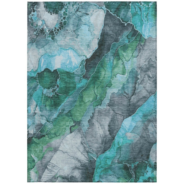 HomeRoots 5' Teal Blue and Ivory Floral Area Rug – Stylish, Durable, Machine Washable for Indoor/Outdoor Use 10' X 14' 623233