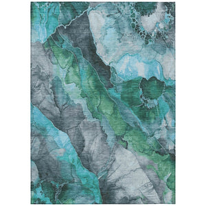 HomeRoots 5' Teal Blue and Ivory Floral Area Rug – Stylish, Durable, Machine Washable for Indoor/Outdoor Use 10' X 14' 623233