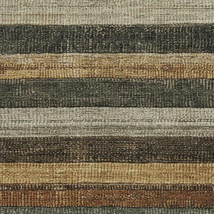 HomeRoots 5' Khaki and Gold Striped Washable Area Rug - Durable Indoor-Outdoor Elegance for Any Space 5' X 8' 623235