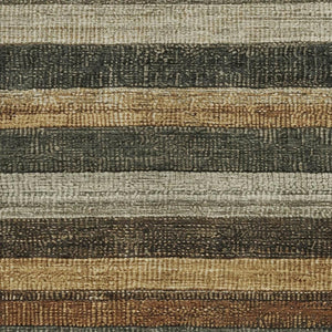 HomeRoots 5' Khaki and Gold Striped Washable Area Rug - Durable Indoor-Outdoor Elegance for Any Space 8' X 10' 623237