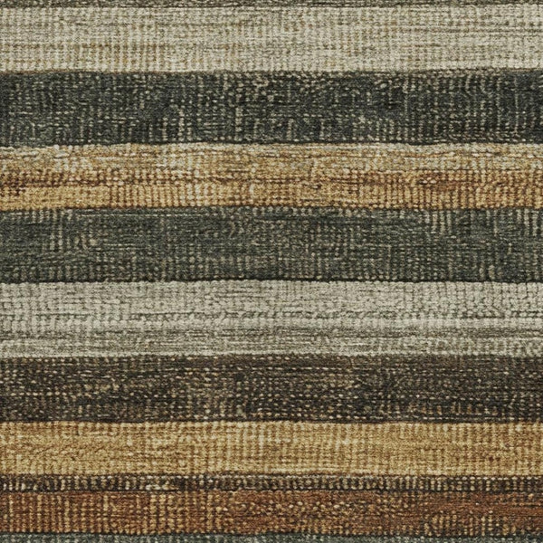 HomeRoots 5' Khaki and Gold Striped Washable Area Rug - Durable Indoor-Outdoor Elegance for Any Space 8' X 10' 623237