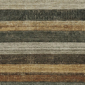 HomeRoots 5' Khaki and Gold Striped Washable Area Rug - Durable Indoor-Outdoor Elegance for Any Space 9' X 12' 623238