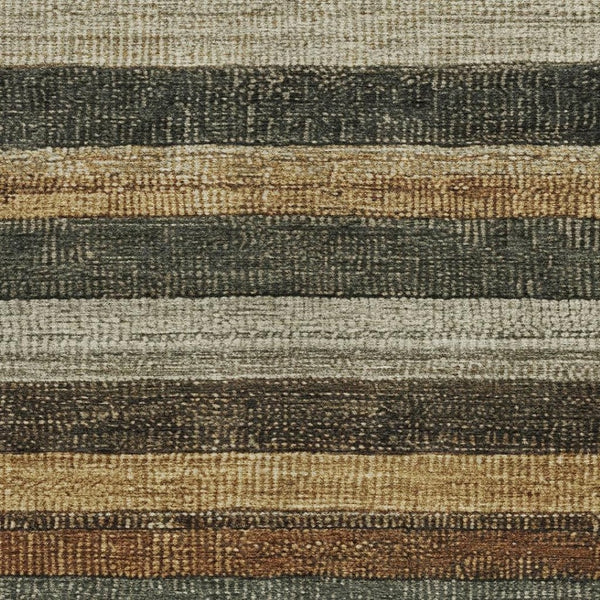 HomeRoots 5' Khaki and Gold Striped Washable Area Rug - Durable Indoor-Outdoor Elegance for Any Space 9' X 12' 623238