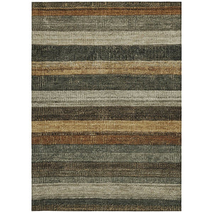 HomeRoots 5' Khaki and Gold Striped Washable Area Rug - Durable Indoor-Outdoor Elegance for Any Space 10' X 14' 623239