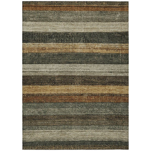 HomeRoots 5' Khaki and Gold Striped Washable Area Rug - Durable Indoor-Outdoor Elegance for Any Space 10' X 14' 623239