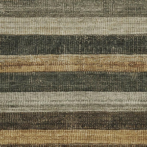 HomeRoots 5' Khaki and Gold Striped Washable Area Rug - Durable Indoor-Outdoor Elegance for Any Space 10' X 14' 623239