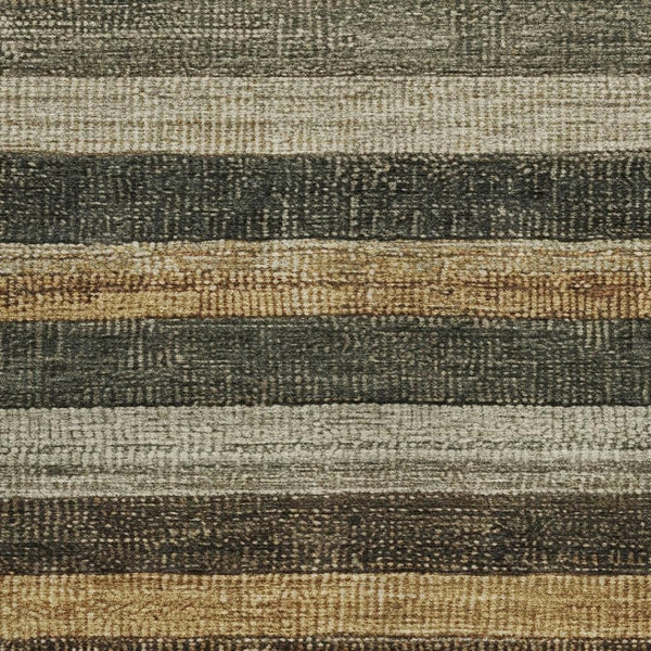 HomeRoots 5' Khaki and Gold Striped Washable Area Rug - Durable Indoor-Outdoor Elegance for Any Space 10' X 14' 623239