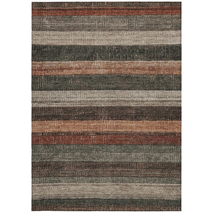 HomeRoots 5' Striped Washable Area Rug in Rust and Taupe – Durable Indoor/Outdoor Design for High-Traffic Spaces 5' X 8' 623241