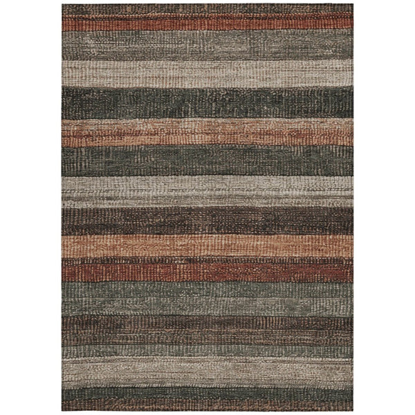 HomeRoots 5' Striped Washable Area Rug in Rust and Taupe – Durable Indoor/Outdoor Design for High-Traffic Spaces 5' X 8' 623241