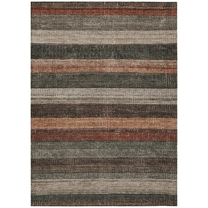 HomeRoots 5' Striped Washable Area Rug in Rust and Taupe – Durable Indoor/Outdoor Design for High-Traffic Spaces 5' X 8' 623241