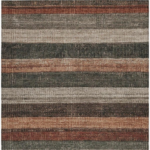 HomeRoots 5' Striped Washable Area Rug in Rust and Taupe – Durable Indoor/Outdoor Design for High-Traffic Spaces 5' X 8' 623241