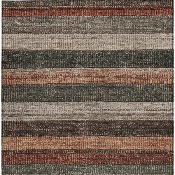 HomeRoots 5' Striped Washable Area Rug in Rust and Taupe – Durable Indoor/Outdoor Design for High-Traffic Spaces 5' X 8' 623241