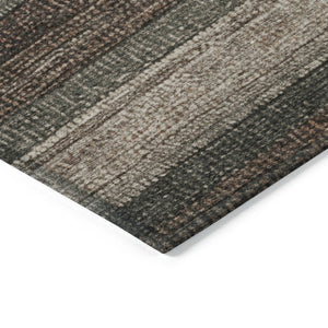 HomeRoots 5' Striped Washable Area Rug in Rust and Taupe – Durable Indoor/Outdoor Design for High-Traffic Spaces 8' Round 623242