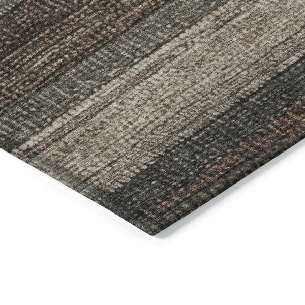 HomeRoots 5' Striped Washable Area Rug in Rust and Taupe – Durable Indoor/Outdoor Design for High-Traffic Spaces 8' Round 623242