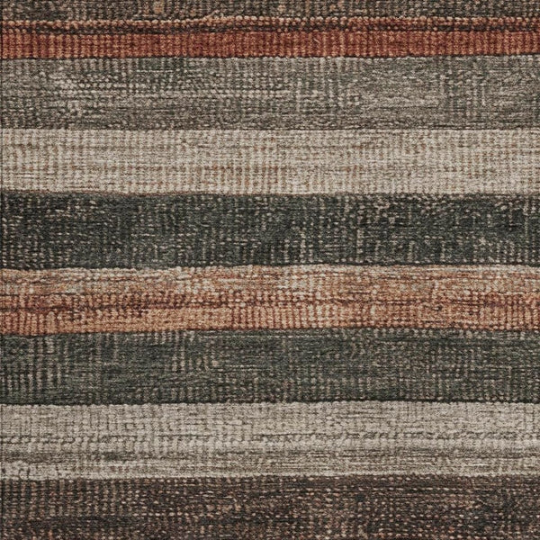 HomeRoots 5' Striped Washable Area Rug in Rust and Taupe – Durable Indoor/Outdoor Design for High-Traffic Spaces 8' X 10' 623243