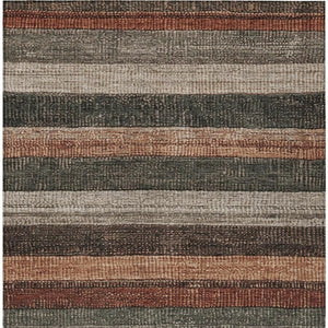 HomeRoots 5' Striped Washable Area Rug in Rust and Taupe – Durable Indoor/Outdoor Design for High-Traffic Spaces 9' X 12' 623244